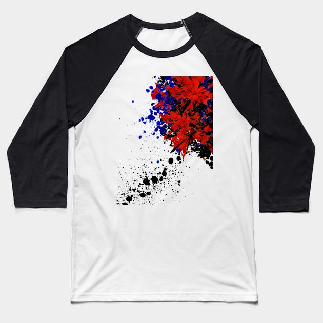 Blood Flower Splatter Art Baseball T-Shirt by ARTISINION